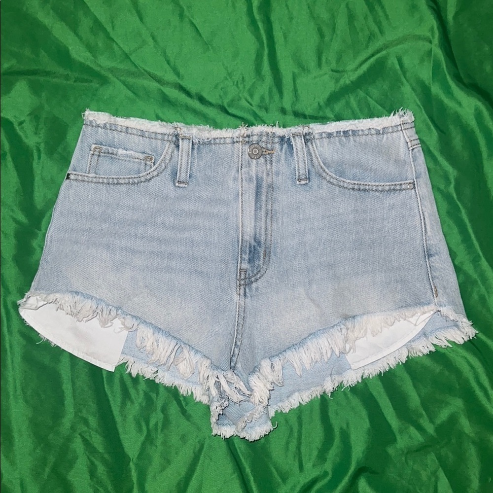 Sincerely Jules Blue Jean Shorts Distressed Frayed Hem size 26